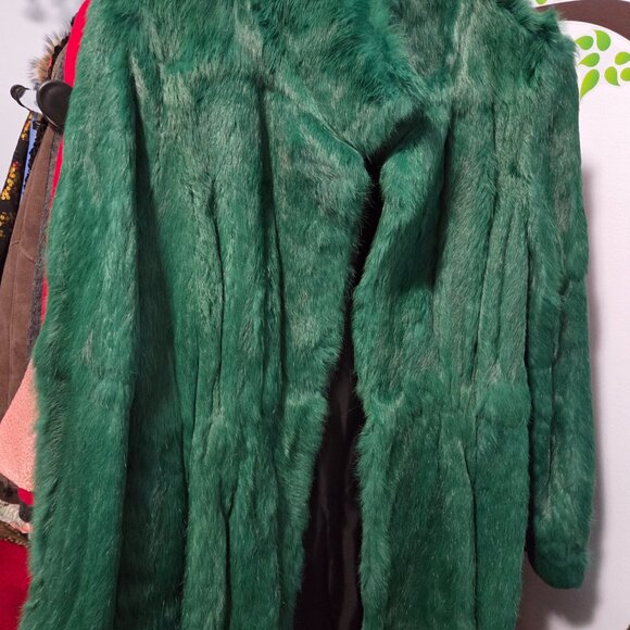 Gorgeous Runway Green Fur Coat Medium New - Picture 4 of 6